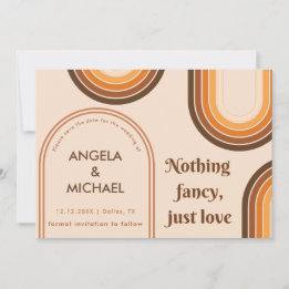 Save The Date Retro les années 70 Rainbows Minimaliste Brown Arc