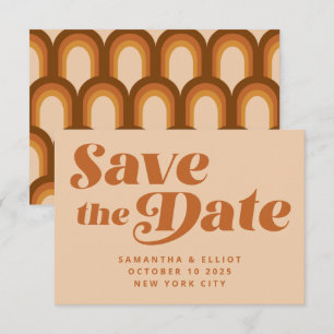 Save The Date Retro les années 70 typographie Rainbow Motif en B