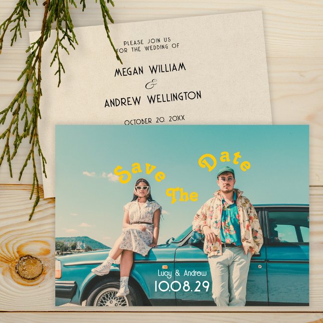 Save The Date Retro mariage photo enregistrer la date (Créateur téléchargé)