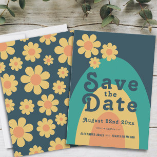 Save The Date Rétro Mariage Vintage Années 70 Arc de Marguerites