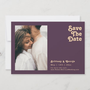 Save The Date Rétro moderne Photos violettes foncées horizonta