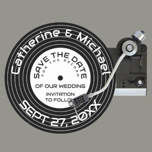 Save The Date Retro Music Vinyl Enregistrer Unique Enregistrer L