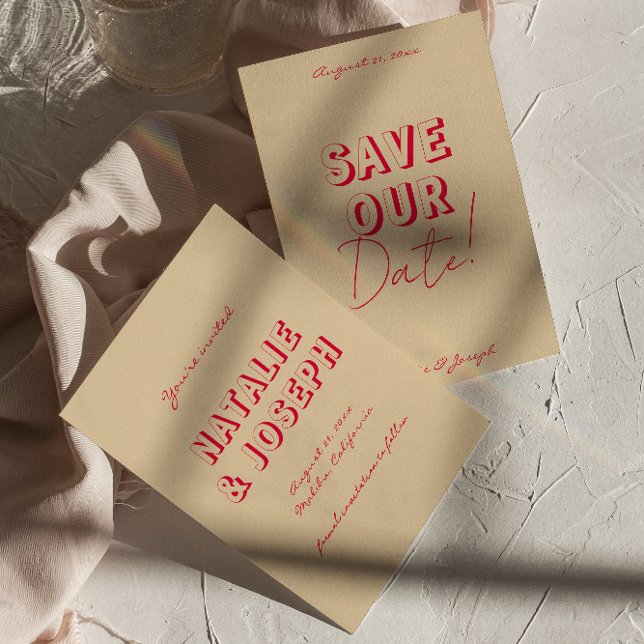 Save The Date Retro Simple Bright Funky Bold Modern Boho Mariage (Créateur téléchargé)