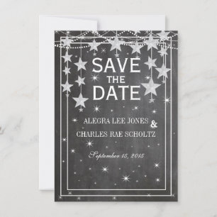 Save The Date Retro Stars Chalkboard Mariage Enregistrer la date