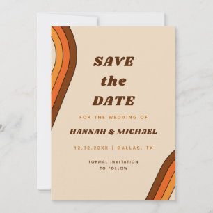 Save The Date Retro Stripes Arc en ciel les années 70 70 Minimal