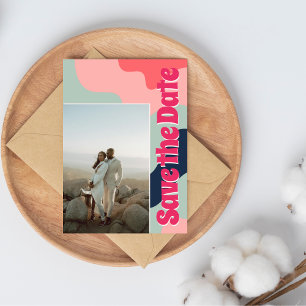 Save The Date Retro Super Bold Waves Typographie Photo