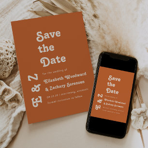 Save The Date Retro Typographie photo brûlé orange Enregistrer l