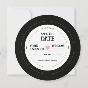 Save The Date Rétro Unique Vinyl Enregistrement Mariage Enregist
