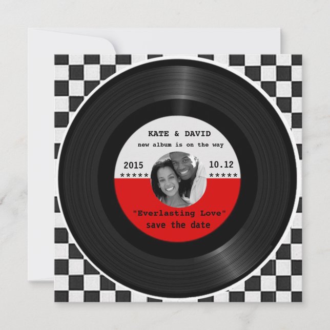Save The Date Retro Vinyl Record l Moderne Enregistrer la date (Devant)