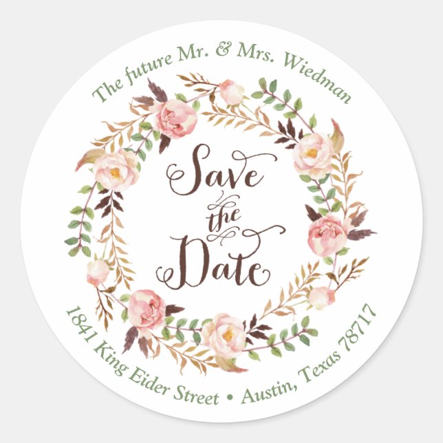 Save the Date Return Address Label Stickers (Front)