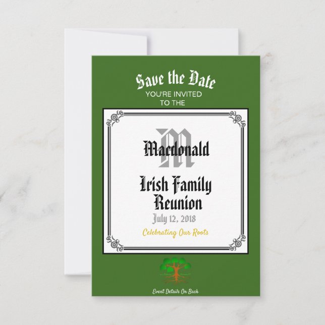 Save The Date Réunion de famille irlandaise N'importe quel nom D (Devant)