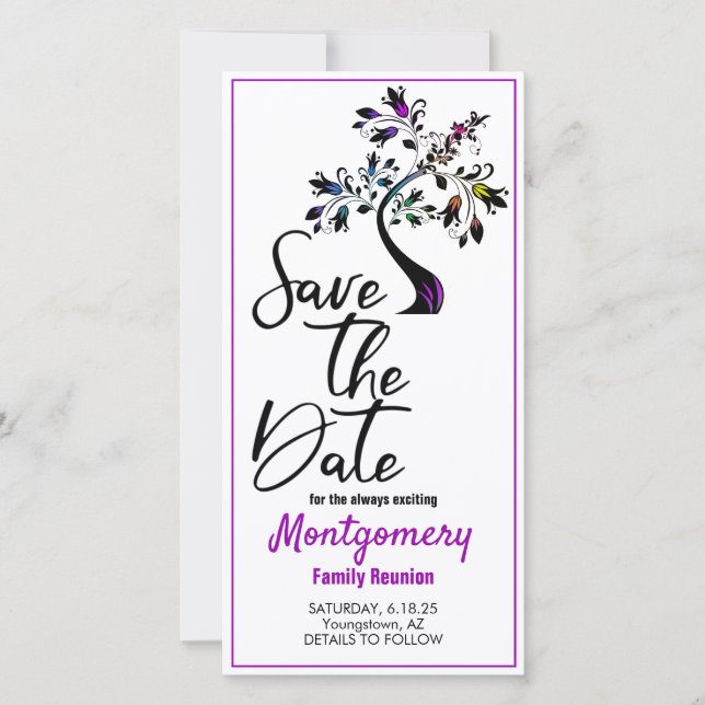 Save The Date Réunion Familiale Enregistrer La Date Modern Purpl (Devant)