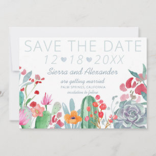 Save The Date Rêve du désert   Boho Cactus Fleur sauvage Mariage