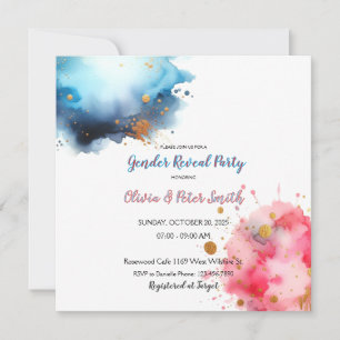 Save The Date Révélation du genre rose et bleu Watercoloar