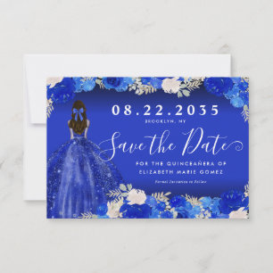Save The Date Robe bleue royale florale Anniversaire Quinceanera