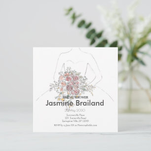 Save The Date Robe de mariée avec bouquet floral Shower de maria