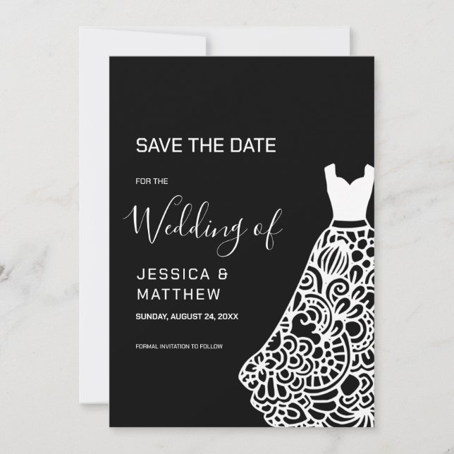 Save The Date Robe Mariage en dentelle blanche (Devant)