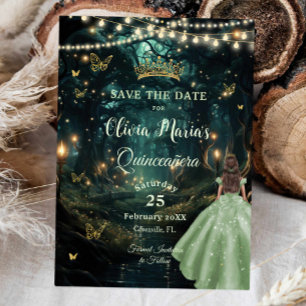 Save The Date Robe verte de la forêt enchantée Quinceañera 16
