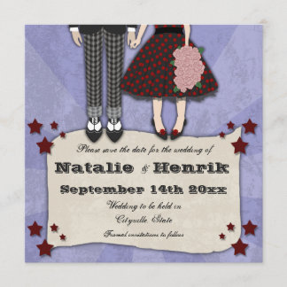 Save The Date Rockabilly Mariage, 5.25x5.25 enregistrer la date