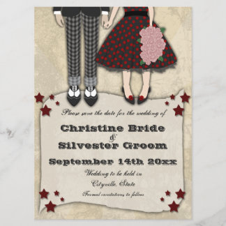 Save The Date Rockabilly Mariage, 6.5x8.75 enregistrer la date