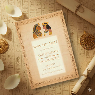Save The Date Roi et Reine Hiéroglyphes Anciens Mariage Égyptien