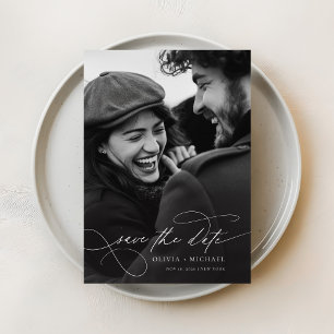 Save The Date Romantic Elegant Script Mariage photo