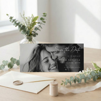 Save The Date Romantic ELEGANT Script Photo Wedding