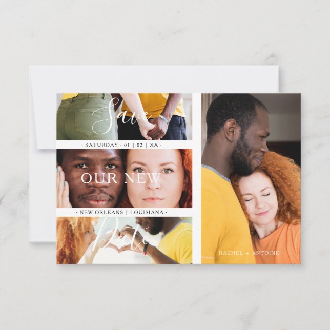 Save The Date Romantic New Date Wedding Engaged 4 Photos Collage (Devant)