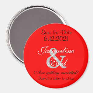 Save the Date Romantic Red Magnets