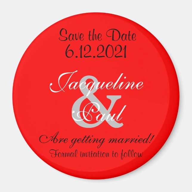 Save the Date Romantic Red Magnets (Front)
