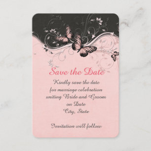 Save The Date Romantic Rose Butterfly Swirls Enregistrer la date