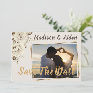 Save the Date | Romantic White Rustic Roses Announcement