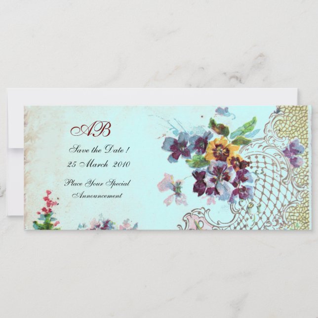 Save The Date ROMANTİCA Pink Turquoise Blue Floral Wedding Progr (Devant)