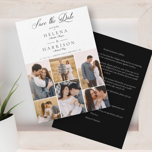Save The Date Romantique 6 Photos Couple Modern Chic Collage (Créateur téléchargé)