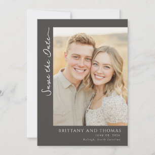Save The Date Romantique Beige Photo Classique