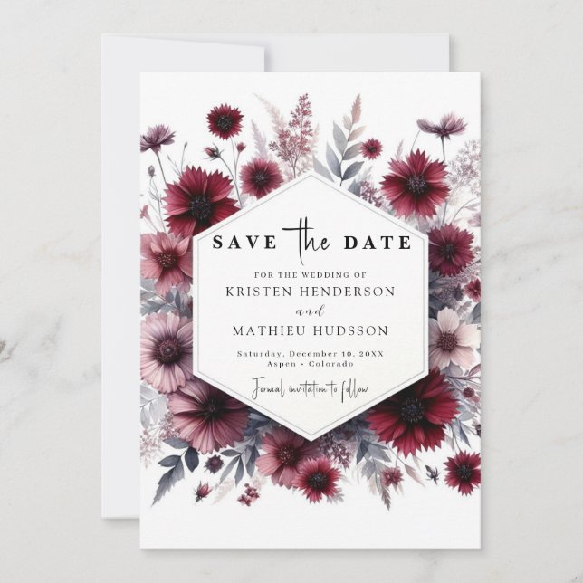Save The Date Romantique Belle Bourgogne Mariage (Devant)