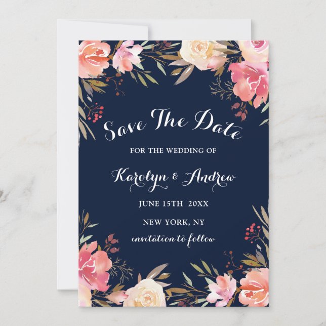 Save The Date Romantique Blush Bloom Mariage floral Enregistrer  (Devant)