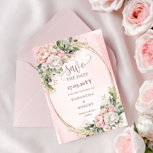 Save The Date Romantique Boho Rose Poussiéreuse Floral Enregistr
