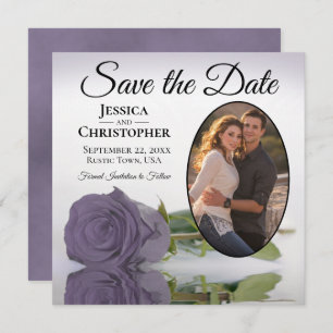 Save The Date Romantique Dusty violet Rose avec Oval Photo Maria
