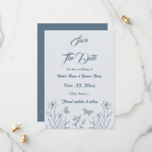 Save The Date Romantique élégant bleu foncé mariage