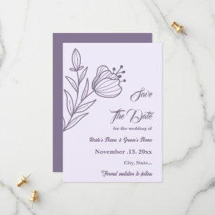 Save The Date Romantique élégant mariage floral mauve