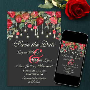 Save The Date Romantique Enchantant Rose Jardin Rouge Mariage fl