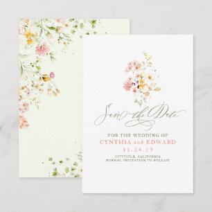 Save The Date Romantique fleur sauvage Sauvez la date