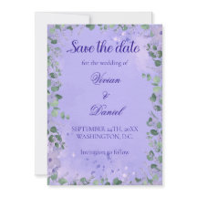 Romantique violet verdure Enregistrer la date Mari