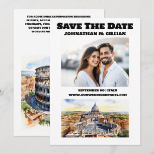 Save The Date Rome mariage aquarelle attractions photo