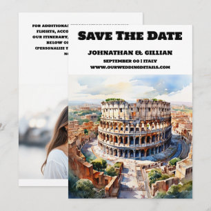 Save The Date Rome mariage enregistrer la date moderne aquarelle