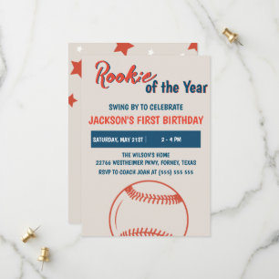 Save The Date Rookie de l'année Baseball fête d'anniversaire