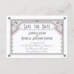 Save The Date Rose - art déco gris de Gatsby épousant des