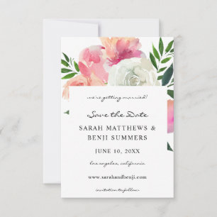 Save The Date Rose & Blanc Gris Floral 2 Enregistrer La Date V2