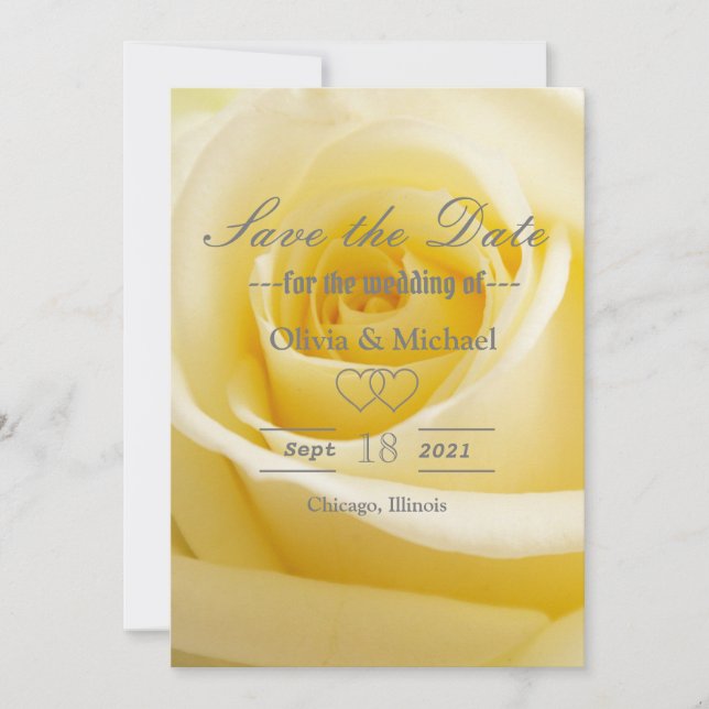 Save The Date Rose blanche (Devant)
